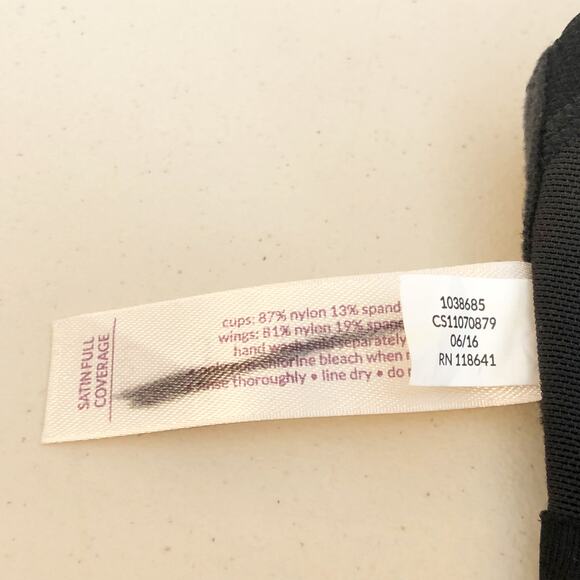 Cacique 40H Bra Satin Full Coverage Plus Size Lane Bryant Black Solid Stretch 66 - Picture 9 of 9